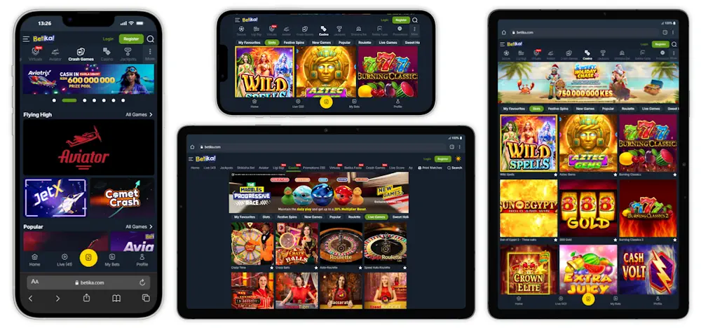Betika Casino Mobile View Screenshot